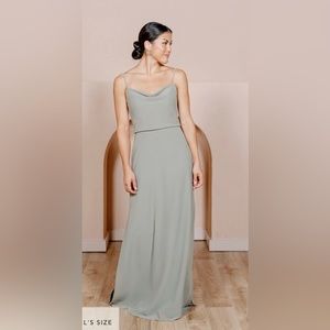 Revelry Bridesmaids Sky Chiffon Dress - Silver Sage Size 6